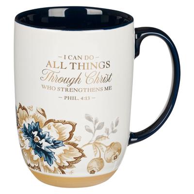 Christian Art Gifts Large Coffee & Tea Inspirational Scripture Mug for Women: I Can Do All Things Through Christ - Encouraging Bible Verse Drinkware,