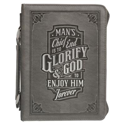 Christian Art Gifts Classic Vegan Leather Bible Cover for Men & Women: Glorify God - Inspirational Bible Verse, Sturdy Easy Carry Book Case W/Pen Loop