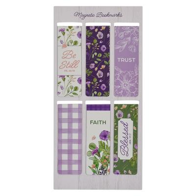 Christian Art Gifts Colorful Inspirational Magnetic Bookmark Set for Women: Blessed - Inspirational Bible Verses, White, Purple, Green Watercolor Flor Subscription