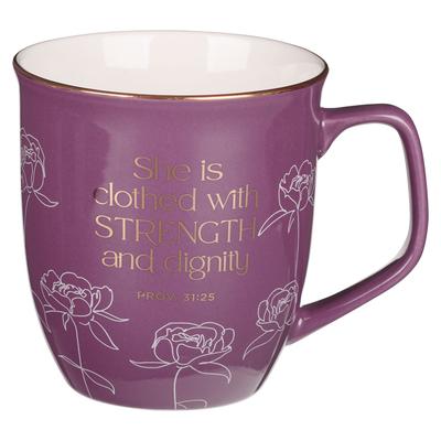 Christian Art Gifts Large Ceramic Inspirational Scripture Coffee & Tea Mug for Women: Strength & Dignity, Encouraging Bible Verse, Lead/Cadmium Free D