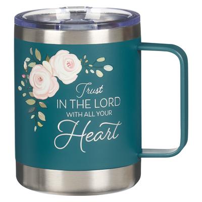 Christian Art Gifts Sturdy Stainless Steel Camp Style Scripture Travel Mug for Women: Trust in the Lord, Inspirational Bible Verse, Insulated Cup for