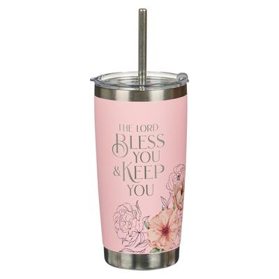 Christian Art Gifts Large Sturdy Stainless Steel Scripture Travel Mug for Women: Bless You & Keep You Inspirational Bible Verse, Double Wall Vacuum In