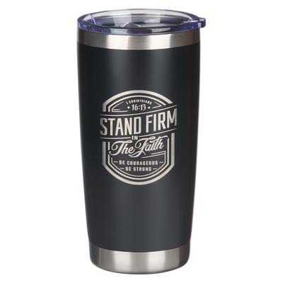 Christian Art Gifts Large Sturdy Stainless Steel Inspirational Travel Mug for Men & Women: Stand Firm Bible Verse, Double Wall Vacuum Insulated, Hot/C