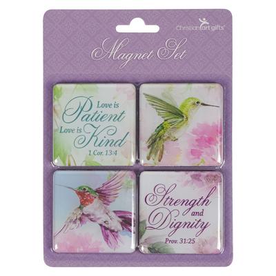 Christian Art Gifts Inspirational Refrigerator Scripture Magnet Set for Women: Encouraging Bible Verses & Multicolor Floral Designs with Hummingbirds,