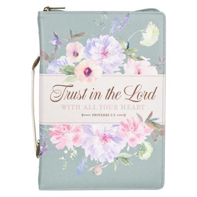 Christian Art Gifts Fashion Vegan Leather Bible Cover for Women: Trust in the Lord - Inspirational Bible Verse, Sturdy Easy Carry Book Case W/Pen Loop