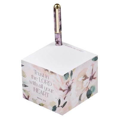 Christian Art Gifts Premium Note Block W/Pen for Women W/Inspirational Scripture: Trust in the Lord, Encouraging Bible Verse Proverb, 750 Sticky Notes