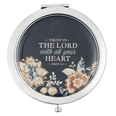 Christian Art Gifts Inspirational Scripture Makeup Compact Mirror for Women: Trust in the Lord, Encouraging Bible Verse, Portable 2x Magnification for