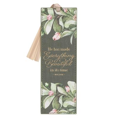 Bookmark Faux Leather Green Everything Is Beautiful Ecc. 3:11