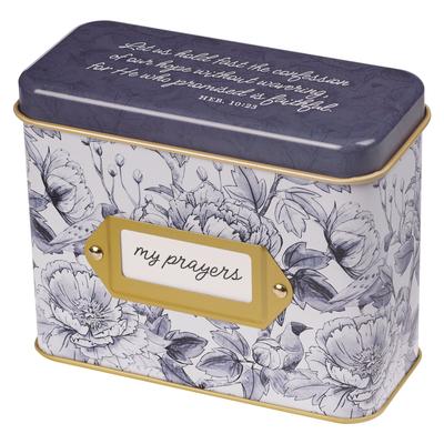 Cards in Tin Blue Floral My Prayers Hebrews 10:23 Subscription