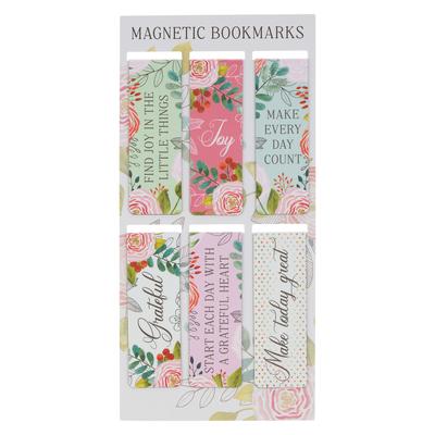 With Love Inspirational Women's Magnetic Bookmark Set for Books, Bibles, & Fridges: Multiple Positive Messages, Pink/Green Floral Designs, Fun Gift fo Subscription