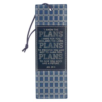 Christian Art Gifts Premium Vegan Leather Scripture Bookmark for Graduates: I Know the Plans Encouraging Scripture, Satin Ribbon, Reading Accessory, B Subscription