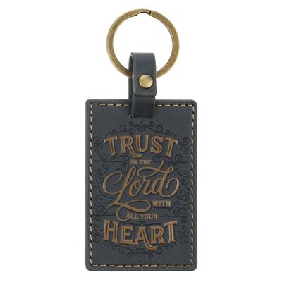Christian Art Gifts Quality Vegan Leather Split Metal Inspirational Scripture Keychain for Men & Women: Trust in the Lord Keyring for Keys, Backpacks, Subscription