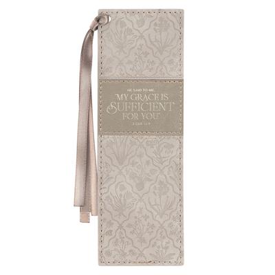 Christian Art Gifts Premium Vegan Leather Inspirational Scripture Bookmark for Women: My Grace Is Sufficient for You Encouraging Bible Verse, Taupe Fl Subscription