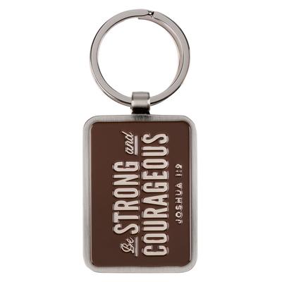 Christian Art Gifts Novelty Inspirational Scripture Split Metal Keychain for Men & Women: Strong and Courageous Encouraging Bible Verse, Stamped, Stur Subscription