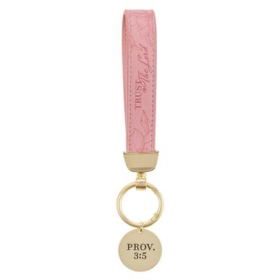 Christian Art Gifts Novelty Inspirational Scripture Vegan Leather Split Metal Keychain for Women: Trust in the Lord Encouraging Bible Verse, Debossed Subscription