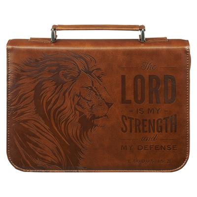 Christian Art Gifts Premium Classic Vegan Leather Bible Cover for Men & Women: Lord Is My Strength Inspirational Bible Verse, Protective Book Carry Ca Subscription