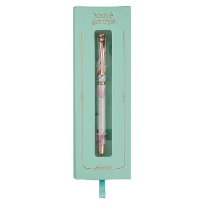 Heartfelt Ballpoint Pen Floral Pink Petals You've Got This, Gel Ink Black, .5mm Fine