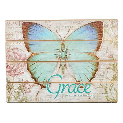 Plaque Wall Wood Butterfly Grace E