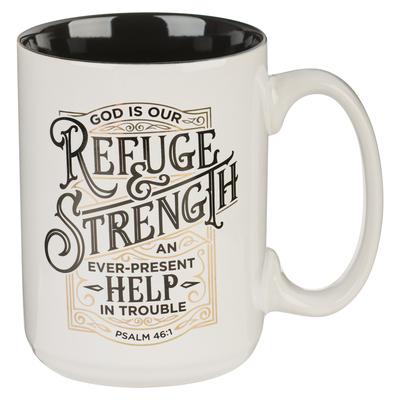 Christian Art Gifts Ceramic Coffee & Tea Mug: Refuge & Strength - Psalm 46:1 Inspirational Bible Verse, Brown, 12 Oz.