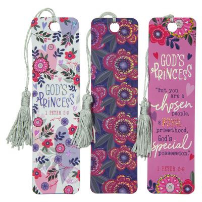 Christian Art Gifts Inspirational Paper Cardstock Faith-Based Bookmark Set: God's Princess, Cute & Encouraging for School, Church, Reading Books, Purp