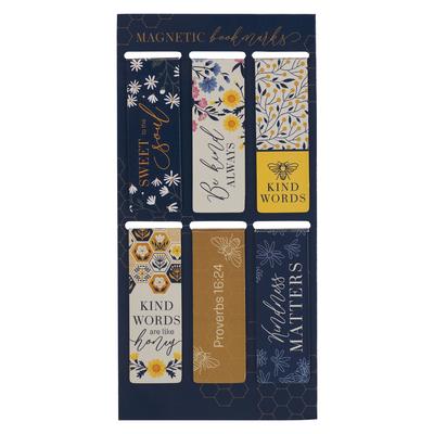 Christian Art Gifts Colorful Inspirational Magnetic Bookmark Set for Women: Kind Words - Inspirational Bible Verses, Navy Blue & Yellow Multicolor Flo Subscription