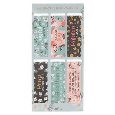Christian Art Gifts Inspirational Magnetic Bookmark Pagemarker Set for Women: Be Joyful Always, Multicolor Florals & Encouraging Bible Verse Messages, Subscription