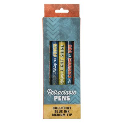 Christian Art Gifts 5 Piece Inspirational Kids Medium Ballpoint Pen Set for Boys & Girls: Adventure with Jesus Scripture Theme Multicolor Patterns, Re Subscription
