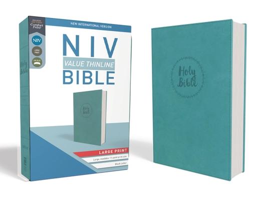 NIV, Value Thinline Bible, Large Print, Imitation Leather, Blue