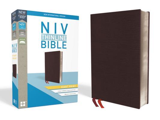 NIV, Thinline Bible, Giant Print, Bonded Leather, Burgundy, Indexed, Red Letter Edition