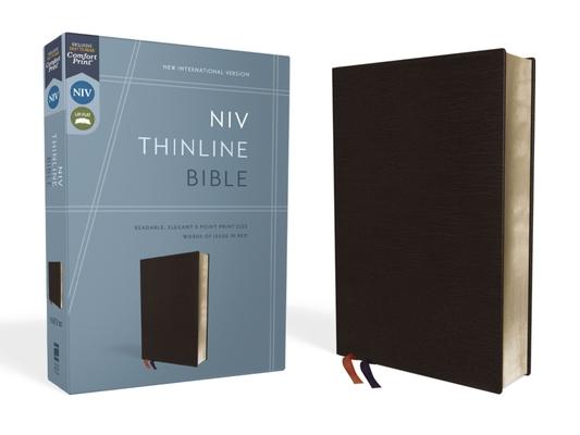 NIV, Thinline Bible, Bonded Leather, Black, Red Letter Edition