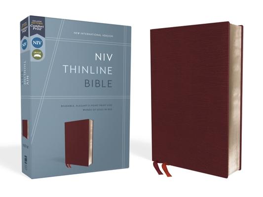 NIV, Thinline Bible, Bonded Leather, Burgundy, Red Letter Edition