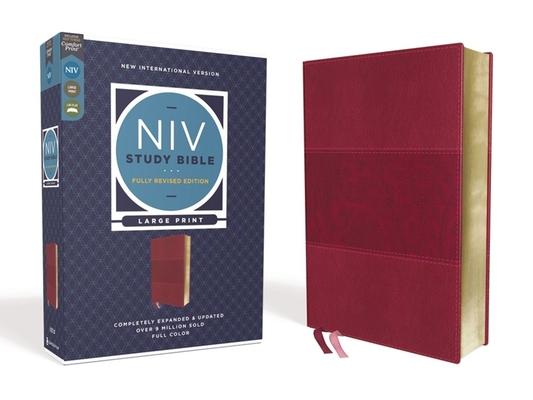 NIV Study Bible, Fully Revised Edition, Large Print, Leathersoft, Burgundy, Red Letter, Comfort Print