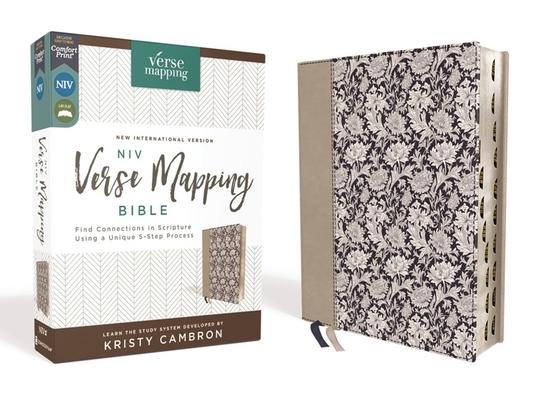 Niv, Verse Mapping Bible, Leathersoft, Navy Floral, Thumb Indexed, Comfort Print: Find Connections in Scripture Using a Unique 5-Step Process