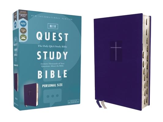 Niv, Quest Study Bible, Personal Size, Leathersoft, Blue, Thumb Indexed, Comfort Print: The Only Q and A Study Bible