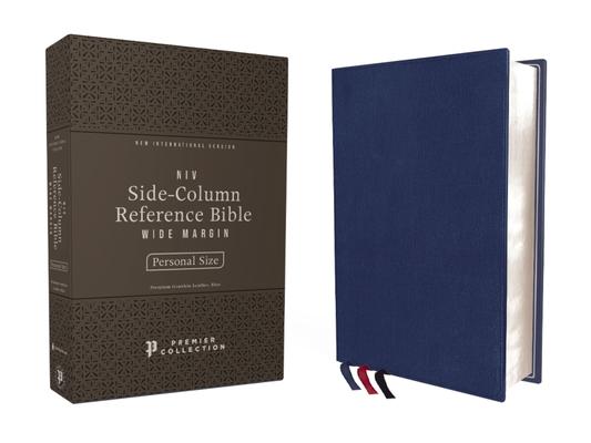 Niv, Side-Column Reference Bible (Deep Study at a Portable Size), Personal Size, Premium Goatskin Leather, Blue, Premier Collection, Art Gilded Edges,