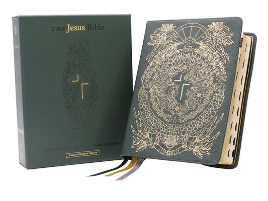 The Jesus Bible Artist Edition, Esv, (with Thumb Tabs to Help Locate the Books of the Bible), Genuine Leather, Calfskin, Green, Limited Edition, Thumb