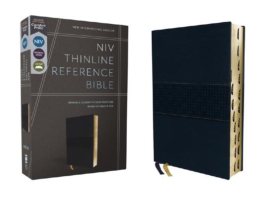 Niv, Thinline Reference Bible (Deep Study at a Portable Size), Leathersoft, Navy, Red Letter, Thumb Indexed, Comfort Print