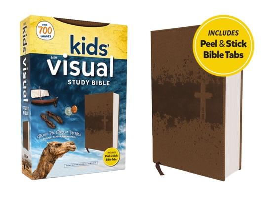 Niv, Kids' Visual Study Bible, Leathersoft, Bronze, Full Color Interior, Peel/Stick Bible Tabs: Explore the Story of the Bible---People, Places, and H