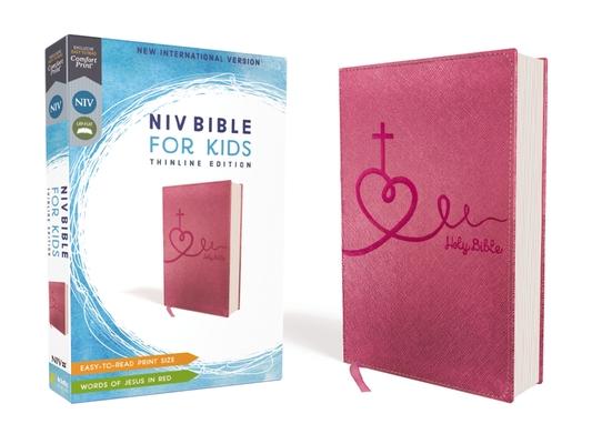 Niv, Bible for Kids, Leathersoft, Pink, Red Letter, Comfort Print: Thinline Edition