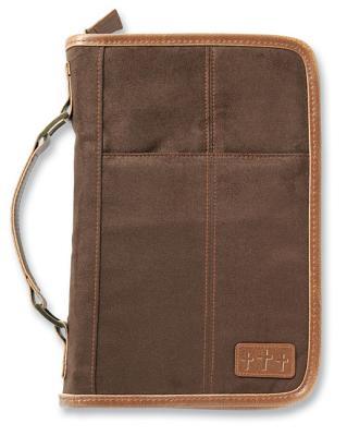 Aviator Bible Cover for Men, Zippered, with Handle, Suede, Brown, Extra Large