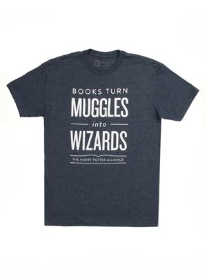 Books Turn Muggles Into Wizards Unisex T-Shirt Large