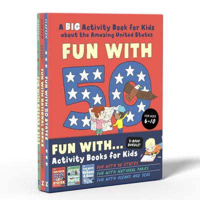 Fun Activity Books for Kids Box Set: 3 Activity Books to Learn about 50 Us States, National Parks, and Oceans and Seas (Perfect Gift for Kids Ages 6-1