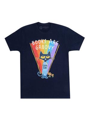 Pete the Cat: Books Are Groovy Unisex T-Shirt Large