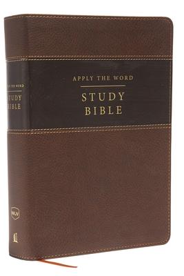 NKJV, Apply the Word Study Bible, Large Print, Imitation Leather, Brown, Red Letter Edition: Live in His Steps