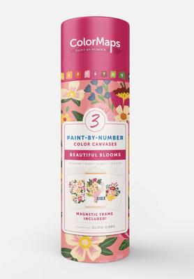 Colormaps Paint-By-Number Beautiful Blooms: Everything You Need to Create 3 Beautiful Paintings: 3 Colored-Line Canvases, 12 Acrylic Paint Pots, 1 Mag Subscription