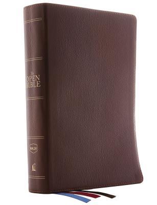 The NKJV, Open Bible, Genuine Leather, Brown, Red Letter Edition, Comfort Print: Complete Reference System