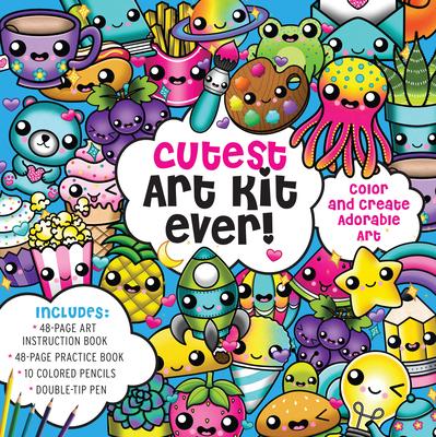 Cutest Art Kit Ever!: Color and Create Adorable Art - Includes: 48-Page Art Instruction Book, 48-Page Practice Book, 10 Colored Pencils, Dou