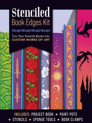 Stenciled Book Edges Kit: Turn Your Favorite Books Into Custom Works of Art - Includes: Project Book, Paint Pots, Stencils, Sponge Tools, Book Clamps Subscription