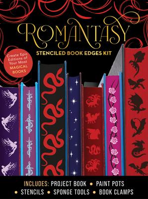 Romantasy Stenciled Book Edges Kit: Create Epic Editions of Your Most Magical Books - Includes: Project Book, Paint Pots, Stencils, Sponge Tools, Book