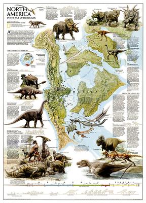 National Geographic Dinosaurs of North America Wall Map (22.25 X 30.5 In)